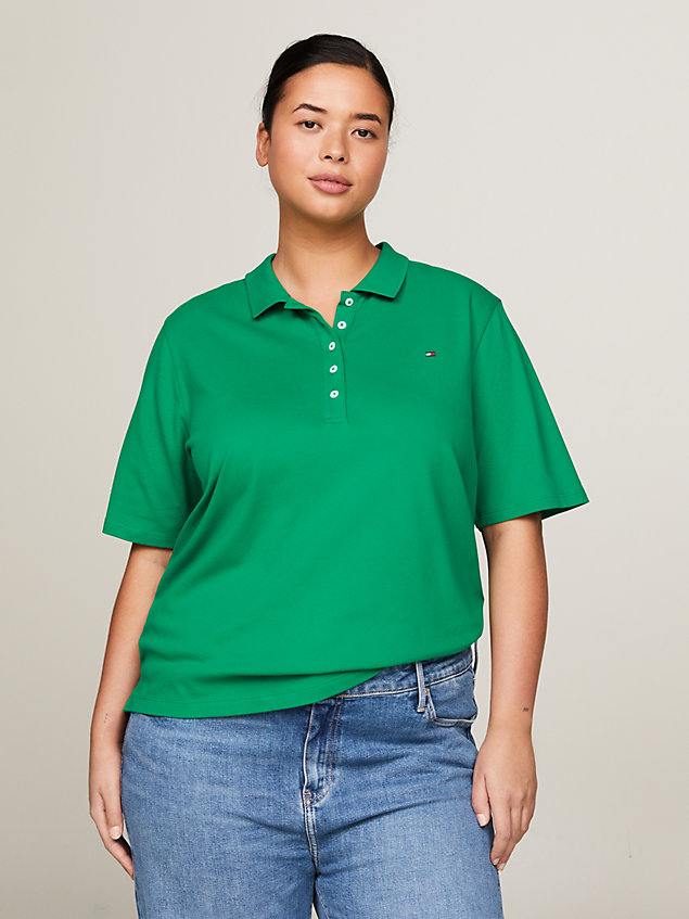 green curve 1985 collection flag embroidery regular polo for women tommy hilfiger