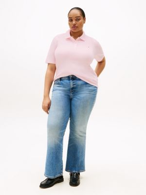 roze curve 1985 collection regular fit polo voor dames - tommy hilfiger