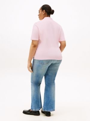 pink curve 1985 collection regular polo shirt for women tommy hilfiger