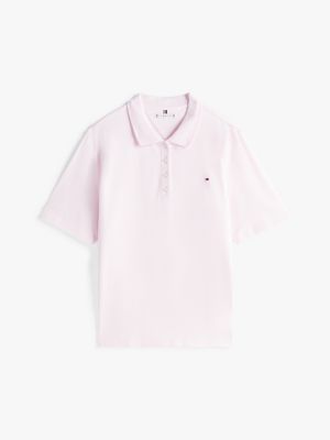 pink curve 1985 collection regular polo shirt for women tommy hilfiger