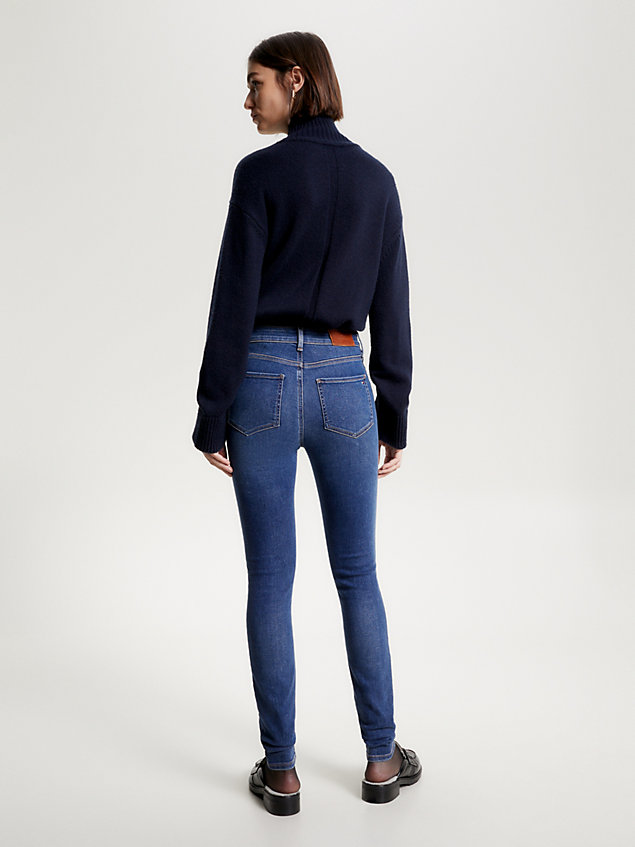 denim harlem super skinny jeans mit hohem bund und th flex für damen - tommy hilfiger