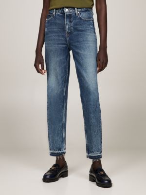 Gramercy High Rise Tapered Frayed Hem Jeans, Denim