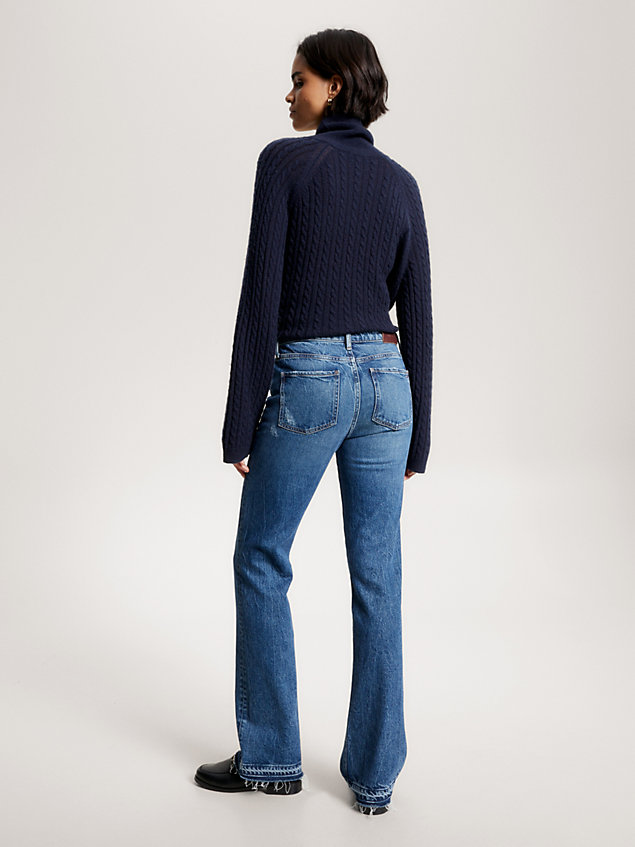 denim ausgefranste bootcut jeans mit mittelhohem bund für damen - tommy hilfiger