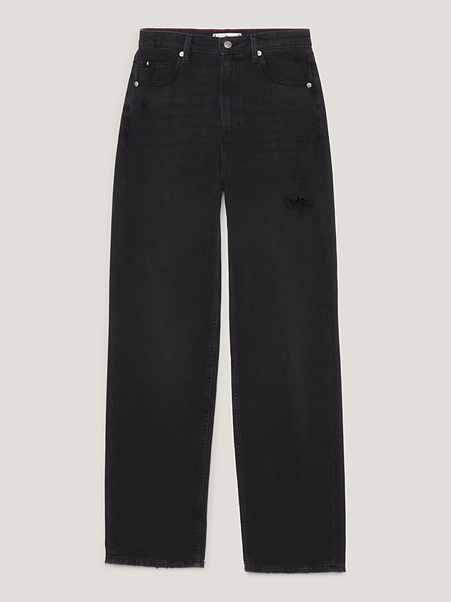 denim high rise relaxed straight black jeans for women tommy hilfiger