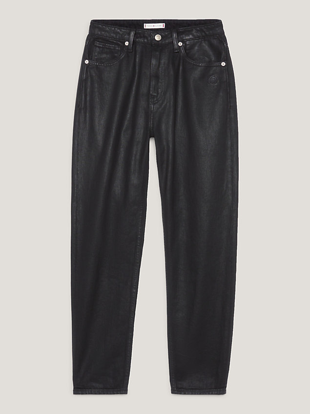 denim high rise tapered coated black jeans for women tommy hilfiger