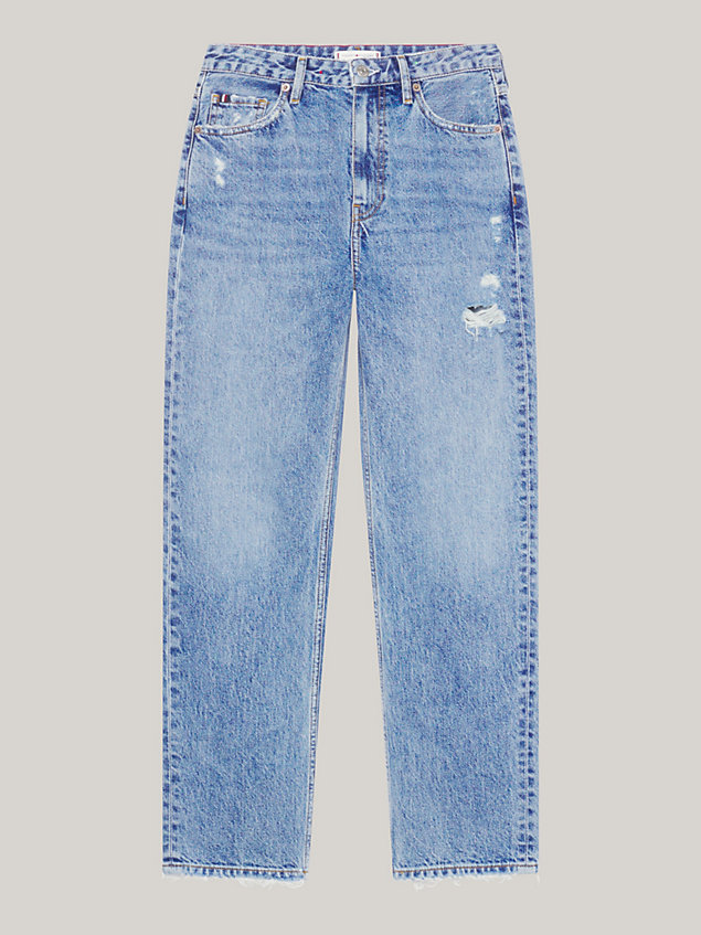 denim classics high rise straight distressed jeans voor dames - tommy hilfiger