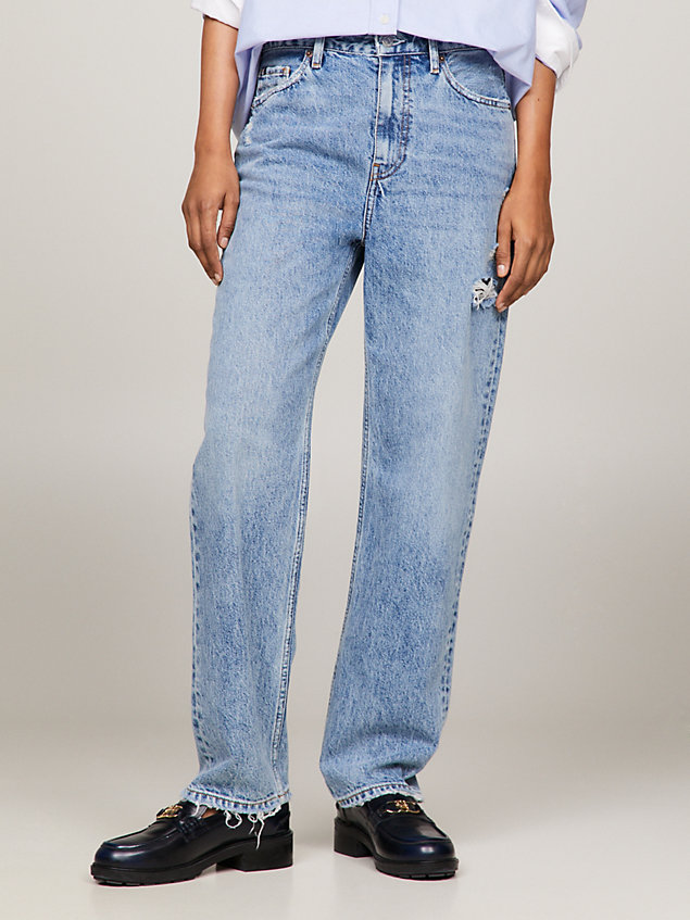 denim classics high rise straight distressed jeans for women tommy hilfiger