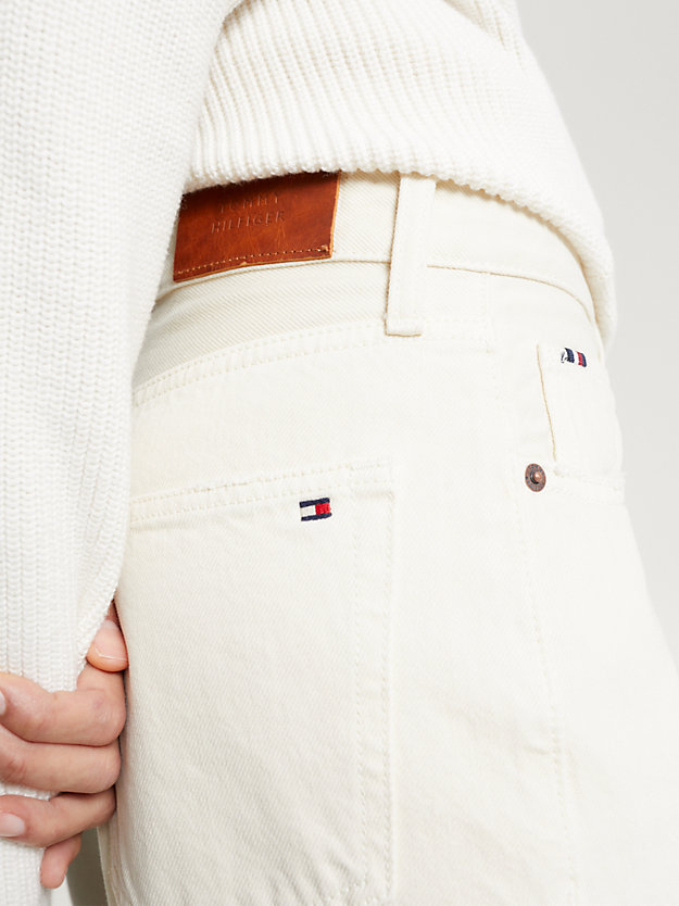 wit regular fit high rise witte pof-jeans voor dames - tommy hilfiger