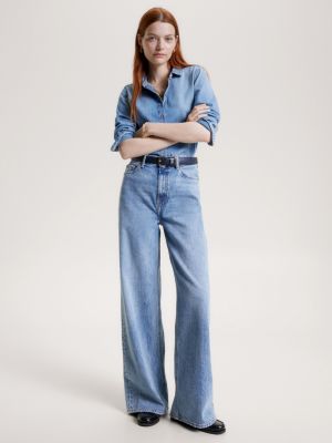 Signature Monogram Denim High Waisted Trousers