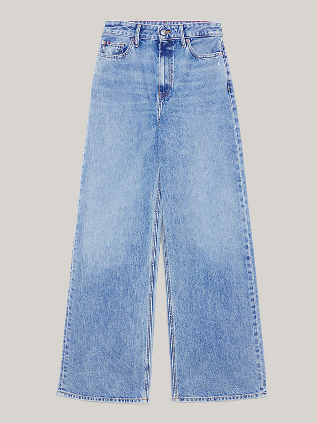denim high rise wide leg faded jeans for women tommy hilfiger