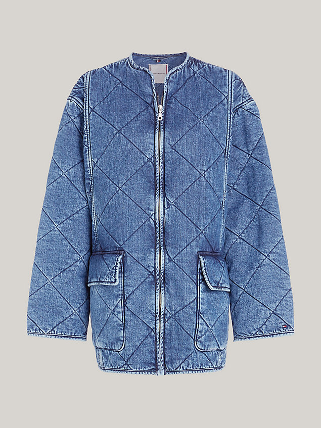 denim diamond quilted relaxed denim jacket for women tommy hilfiger