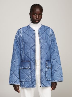 Quilted denim deals jacket womens