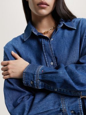 Denim Drape Design Shirt Dress | Denim | Tommy Hilfiger