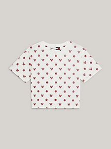 white disney x tommy polka dot cropped t-shirt for women tommy hilfiger