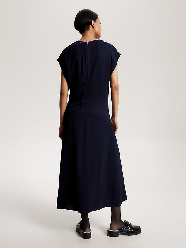 blue twill fit and flare relaxed dress for women tommy hilfiger