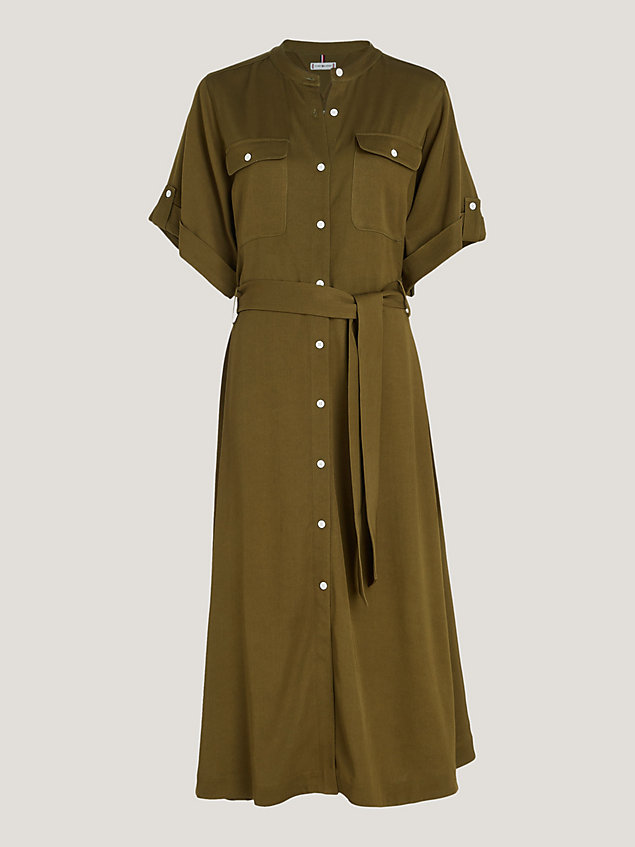 green relaxed fit midi shirt dress for women tommy hilfiger