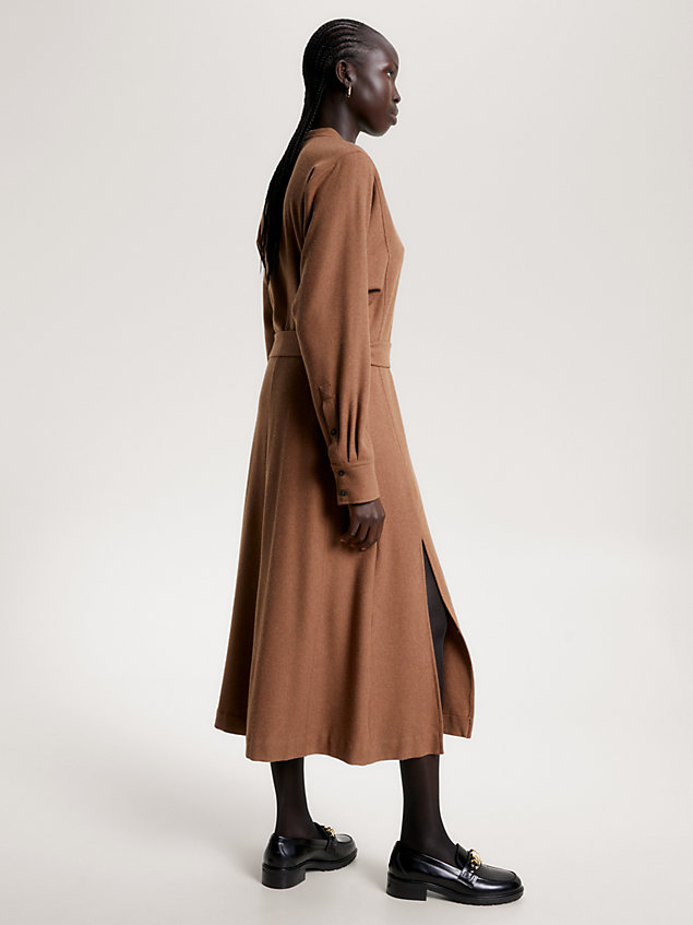 brown belted relaxed midi shirt dress for women tommy hilfiger