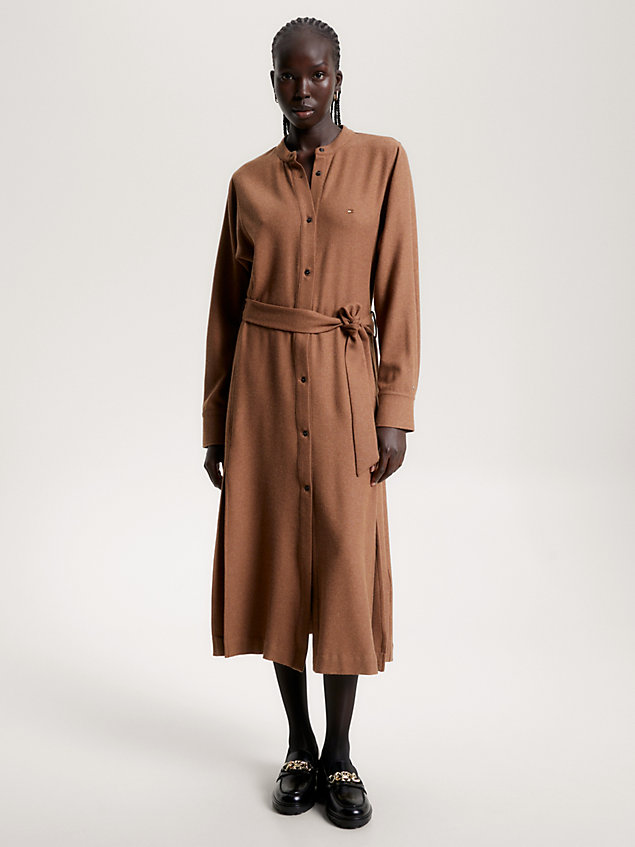 brown belted relaxed midi shirt dress for women tommy hilfiger