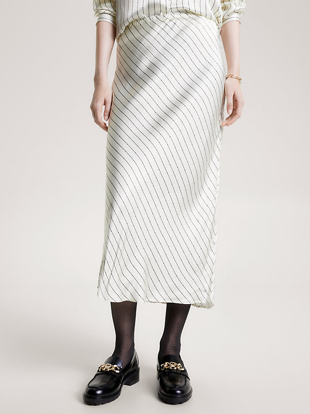 falda midi ajustada de rayas white de mujer tommy hilfiger