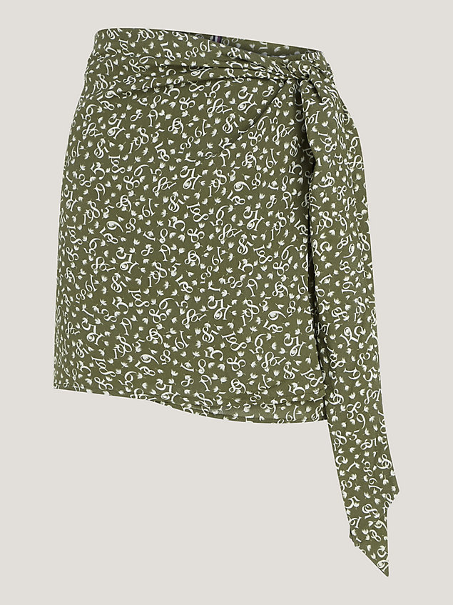 green mini-wickelrock mit feder-print für damen - tommy hilfiger