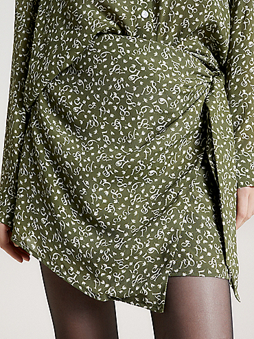 Feather Print Crepe Relaxed Shirt | Green | Tommy Hilfiger