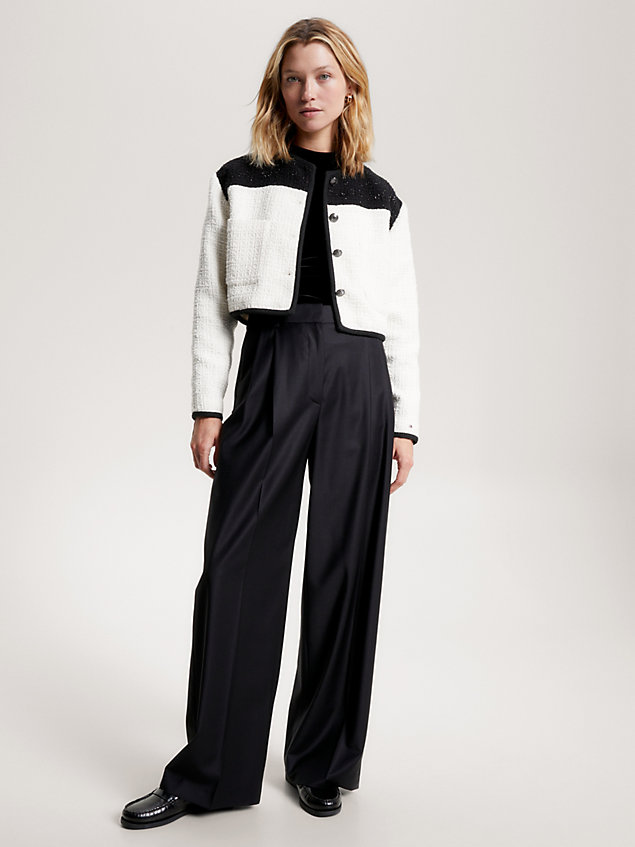 black pleated wide leg trousers for women tommy hilfiger