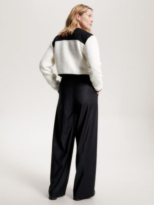 Black pleated wide leg trousers