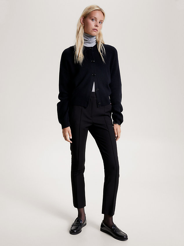 black ankle length slim trousers for women tommy hilfiger
