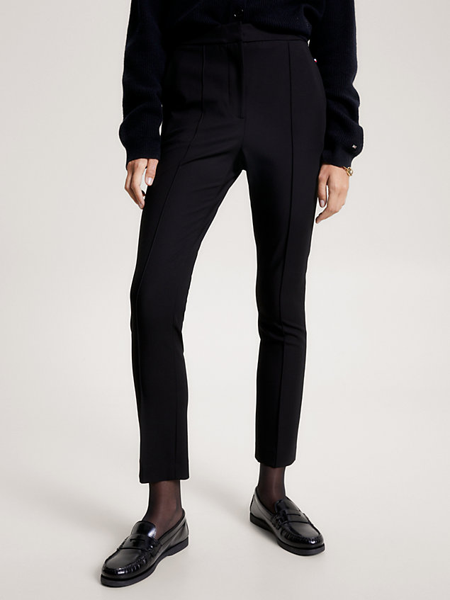 black ankle length slim trousers for women tommy hilfiger