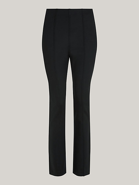 black elevated knit slim fit trousers for women tommy hilfiger