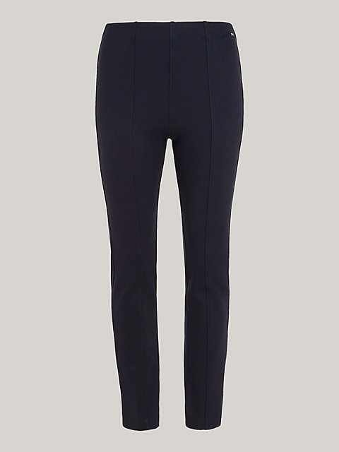 blue elevated knit slim fit trousers for women tommy hilfiger
