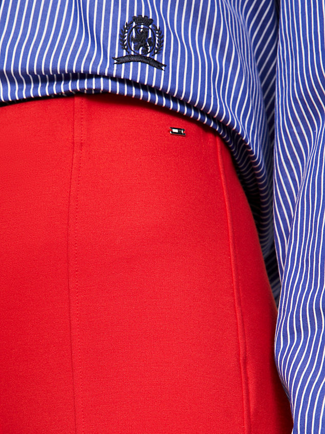 red elevated slim fit gebreide broek voor dames - tommy hilfiger