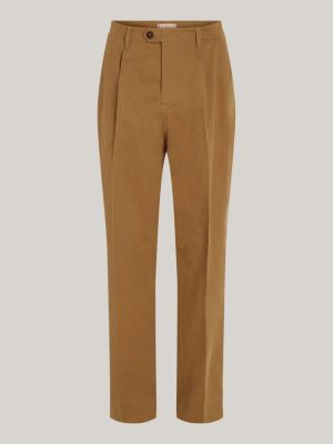 Relaxed Straight Leg Pleated Chinos | Brown | Tommy Hilfiger