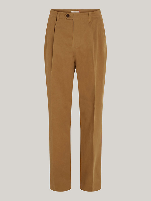 pantalón chino recto con pinzas brown de mujer tommy hilfiger
