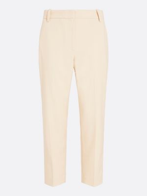 beige slim straight trousers for women tommy hilfiger