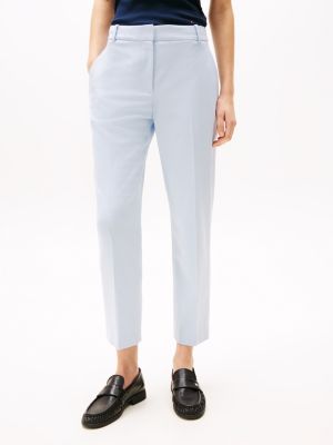 blue slim straight leg ankle trousers for women tommy hilfiger