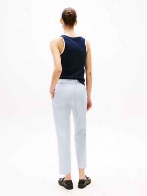 blue slim straight leg ankle trousers for women tommy hilfiger