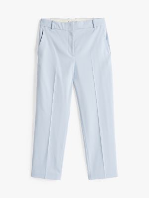 blue slim straight leg ankle trousers for women tommy hilfiger