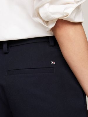 blue slim straight leg ankle trousers for women tommy hilfiger