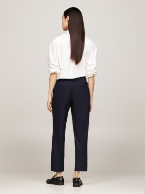 pantalon slim droit longueur cheville bleu pour femmes tommy hilfiger