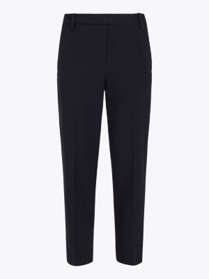 blue slim straight leg ankle trousers for women tommy hilfiger