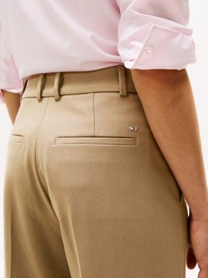 brown slim straight trousers for women tommy hilfiger