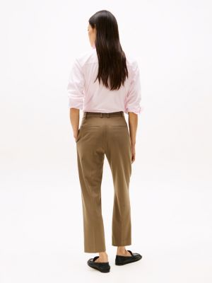 brown slim straight trousers for women tommy hilfiger