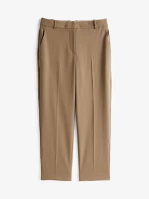 brown slim straight leg ankle trousers for women tommy hilfiger