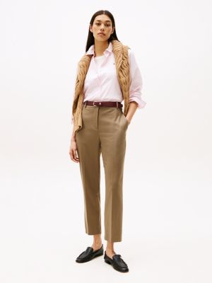 brown knöchellange slim straight leg fit hose für damen - tommy hilfiger