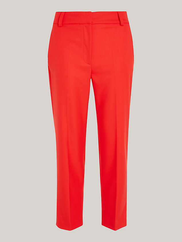 orange slim fit straight leg trousers for women tommy hilfiger