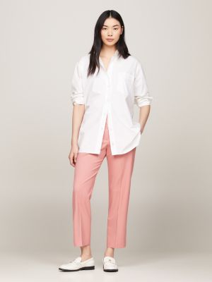pantalón chino de corte slim y pernera recta pink de mujeres tommy hilfiger