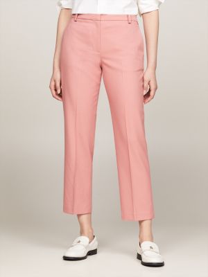 pantalón chino de corte slim y pernera recta pink de mujeres tommy hilfiger