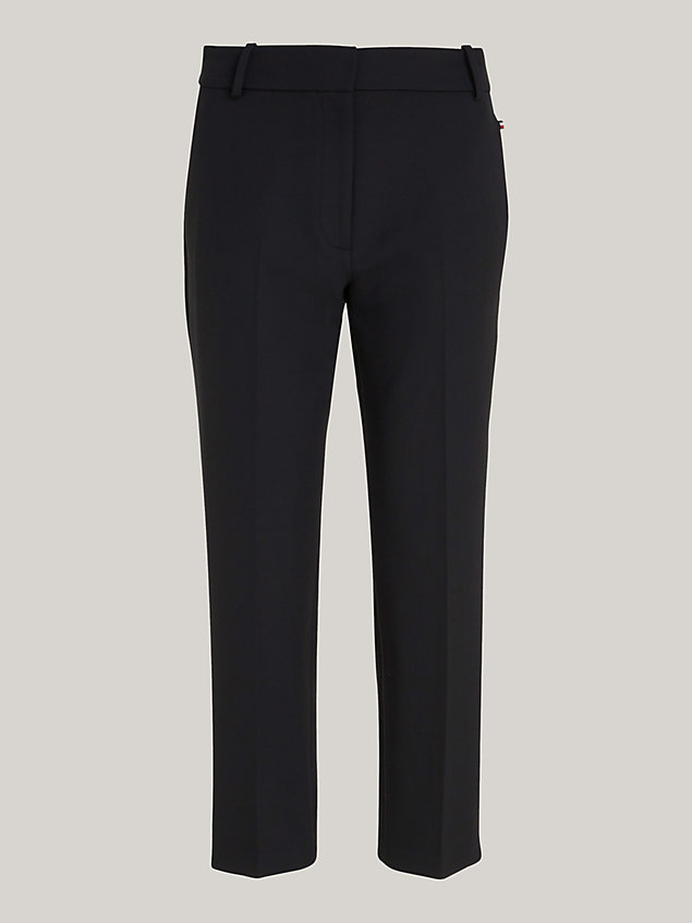black slim fit straight leg travel trousers for women tommy hilfiger