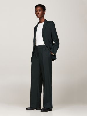 black relaxed straight leg trousers for women tommy hilfiger